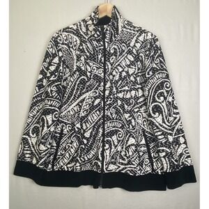 Chico's Art Deco Statement Bomber Jacket Size 2 Maximalist Streetwear Y2K